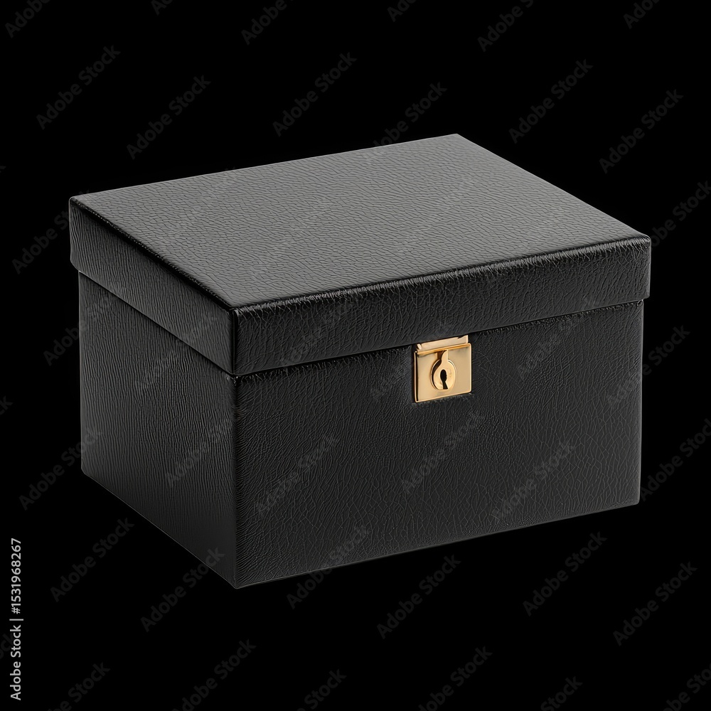Poster elegant leather storage box with golden lock, perfect for organizing valuables and adding touch of s