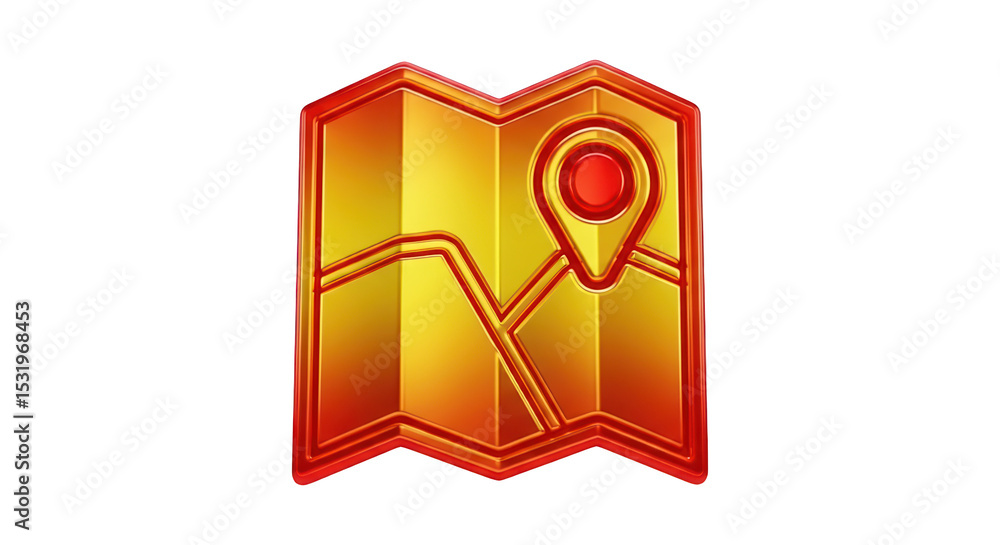 Poster stylized map icon with pin navigation symbol on black background