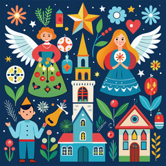 Detailed Dog Illustration with CMYK Colors Grayscale and Helvetica Font