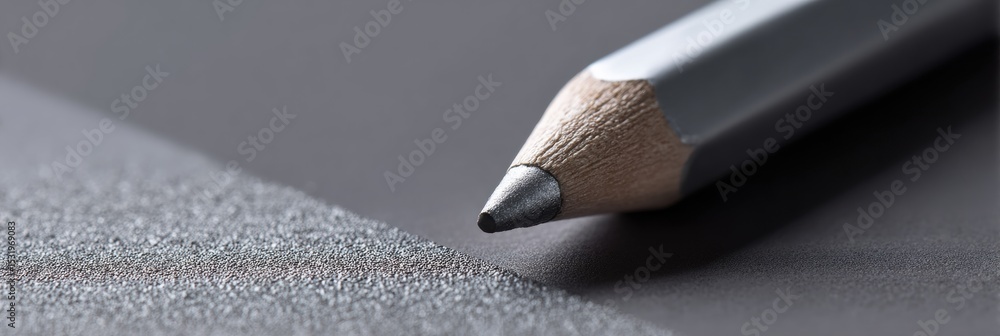 Poster Minimalist Sharp Pencil Tip on Textured Surface with Modern Lighting, Educational Concept for Academic Preparation and Focused Learning Environments
