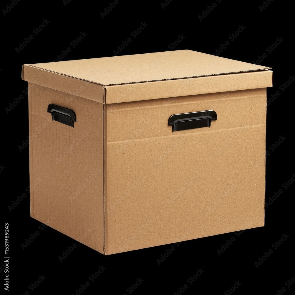 Poster large cardboard storage box designed for organizing documents and files, featuring sturdy constructi