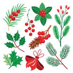 Eight Festive Botanical Elements A Colorful Floral Design Collection