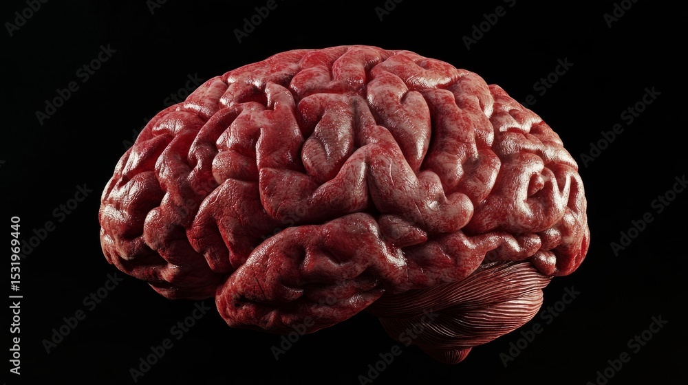 Poster futuristic digital 3d projection of a human brain model with glowing neural connections and sci-fi w