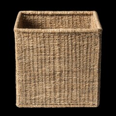 Eco friendly storage basket made from natural seagrass, featuring open top design. Perfect for organizing items in stylish and sustainable way, adding touch of nature to any space