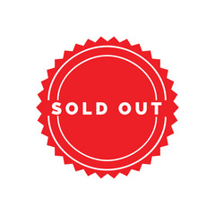 Sold out red color  icon and logo vector design 