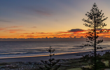 A beautiful sunrise over Coolangatta, Queensland, Australia.