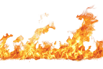 High-resolution isolated fire flame on transparent background for seamless PNG cutout, realistic blazing heat effect ideal for cinematic VFX overlays, dramatic poster design, and dynamic graphic