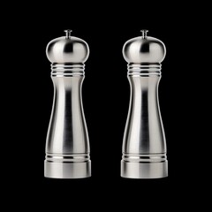 Stainless steel salt and pepper grinder set, sleek design, modern kitchen accessory, durable material, elegant finish, essential cooking tool, perfect for seasoning meals