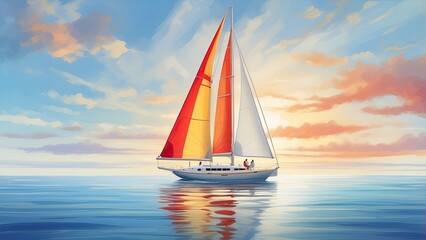 Cloud-Kissed Waters: A Sailboat’s Journey