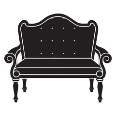 sofa icon silhouette vector illustration on a black background