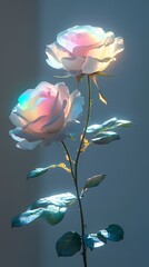 Digital technology black background rainbow white rose illustration poster background