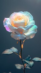 Digital technology black background rainbow white rose illustration poster background