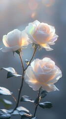 Digital technology black background rainbow white rose illustration poster background