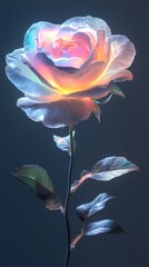 Digital technology black background rainbow white rose illustration poster background