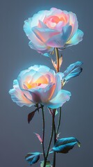 Digital technology black background rainbow white rose illustration poster background