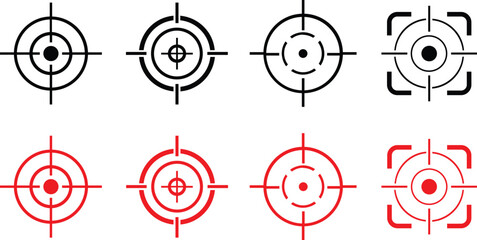 Target icon set.target icon on isolated background. Crosshair icon in black.Editable Stroke, Pixel Perfect, Stock Illustration. Goal symbol collection. Darts icon. Hitting the bullseye icon line.