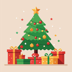 Charming Flat Illustration of a Traditional Christmas Animal