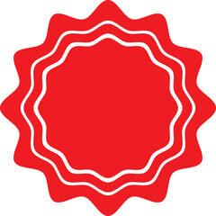 Blank red round starburst label with wavy edges and white borders. Flat design illustration. Black And Red White Back 