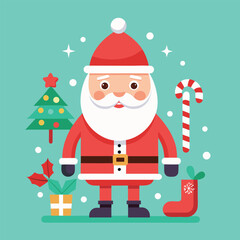 Cheerful Flat Design Santa Claus Illustration