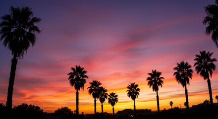 Silhouette Palm Trees at Vibrant Sunset