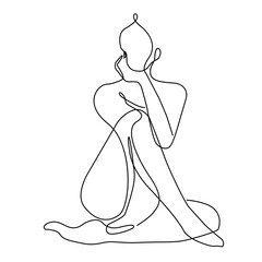 Abstract Minimalist Woman Silhouette Continuous One Line Art Vector Illustration. Female Fashion Portrait Beauty Line Art Drawing for Print, Wall Art, Home Decoration, Social Media.