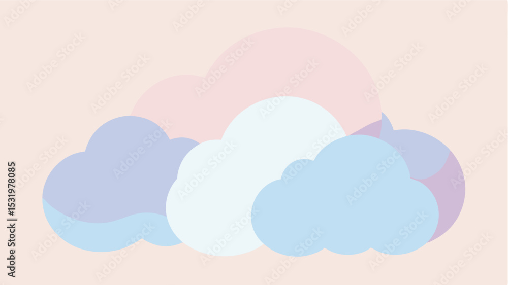 Poster abstract cloud formation in pastel colors with transparency for various design applications
