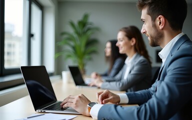 Close up image of a business people working in a modern office. High quality