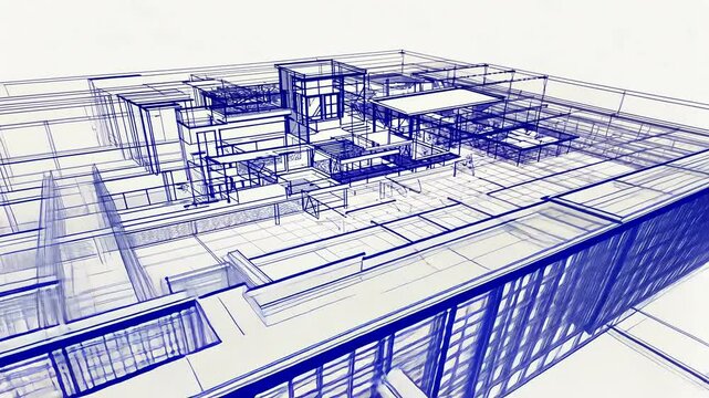 Architectural blueprint of a modern building design showcasing intricate layouts and structures
