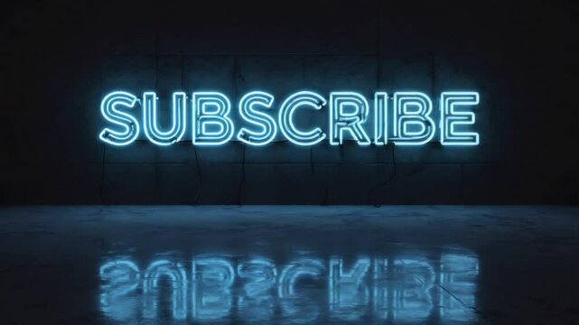 Subscribe in Blue Neon Light Animation &ndash; Eye-Catching Typography for YouTube, Streaming Platforms, and Social Media Content Promotion
