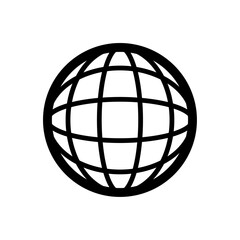 Globe icon. White background.