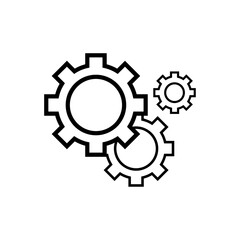 3 gear wheels icon. White background.