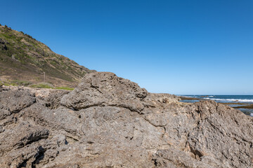 Sandstone / Beachrock, Beach deposits (Holocene) . Kaʻena Point Trail（North), Oahu Hawaii. ...
