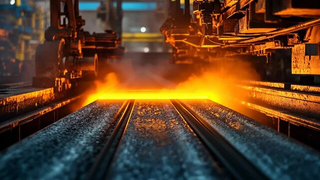 Molten metal being processed in a factory