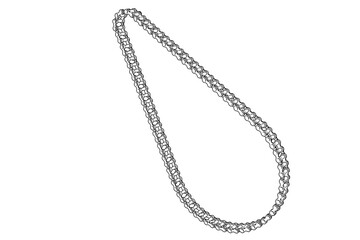 A Wireframe, Depiction, Technical Drawing, Simple Line Art, Outline Illustration, Monochrome schematic of a mechanical Chain. Ideal for engineering concepts, industrial designs, and technical
