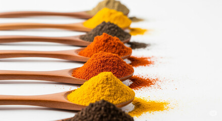 Assortment of Colorful Spice Powders