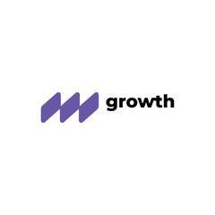 Growth Logo Design: Purple Abstract Symbol Representing Progress and Expansion