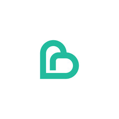 Teal Heart-Shaped Letter B Logo Design