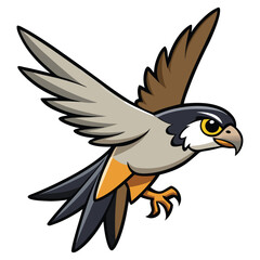 Fototapeta premium Peregrine falcon in mid-flight, wings fully extended and powerful.
