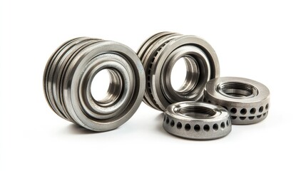 Heavy-duty ball bearings and mechanical joints isolated on clean white