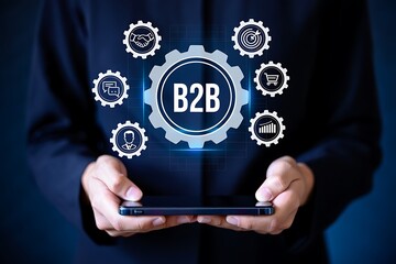 Businesstobusiness strategy visualized on a digital gear