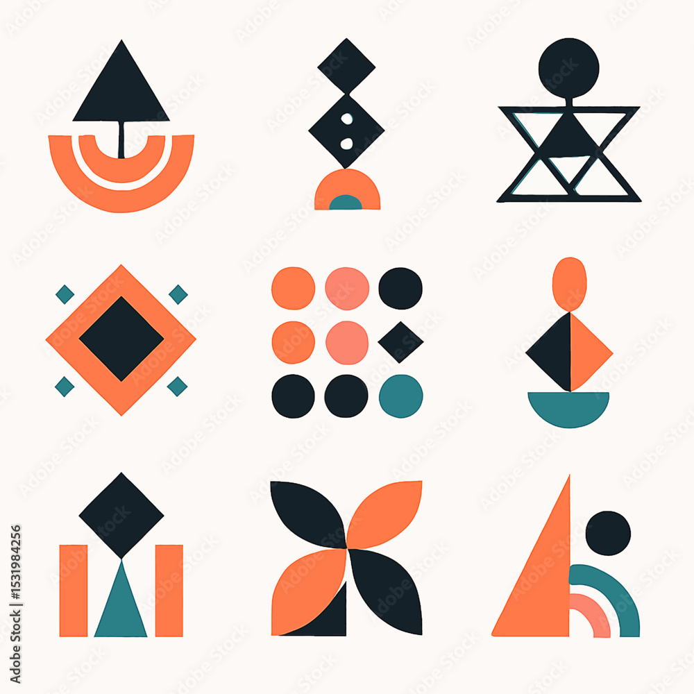 Aufkleber geometric shapes composition featuring balanced abstract elements in a modern design