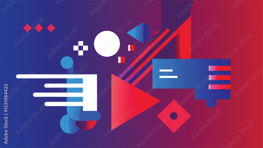 Poster abstract geometric composition with gradient colors suitable for diverse design applications