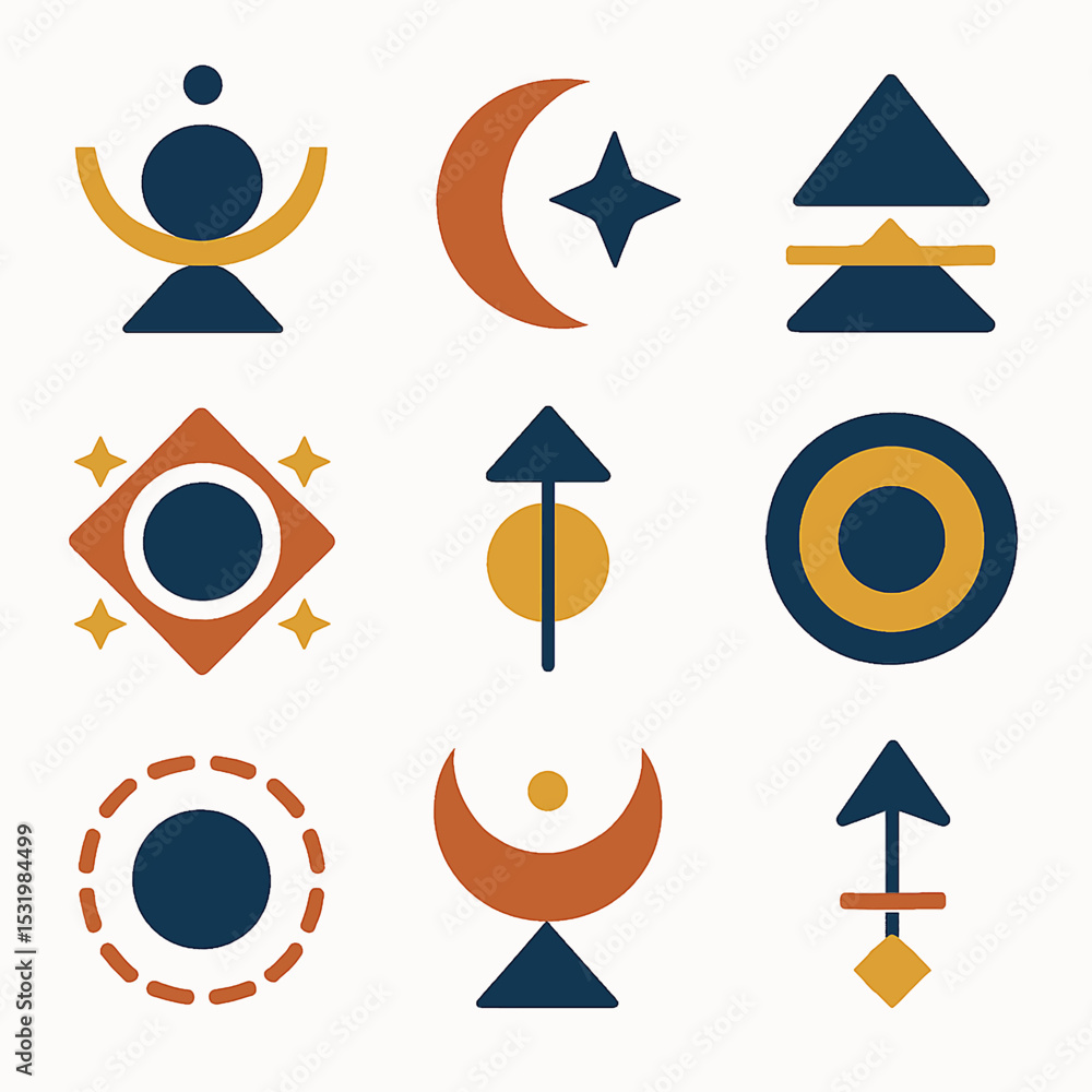 Poster geometric shapes in a harmonious arrangement creating a balanced and modern design
