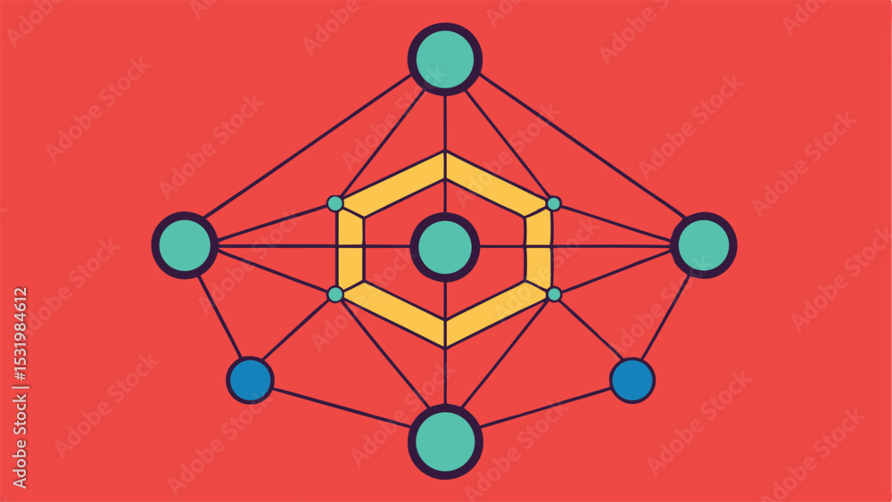 Poster abstract geometric connection network illustration with colorful circles and lines design