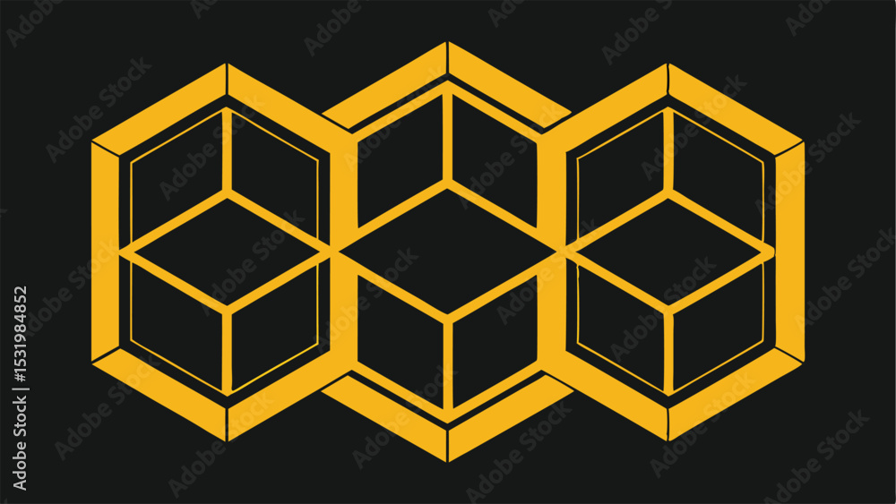 Poster abstract geometric cubes design in yellow with transparency for versatile design applications