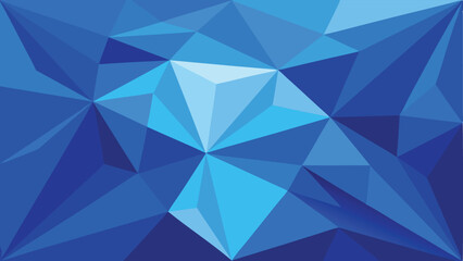 Obraz premium Abstract geometric crystal illustration featuring varying shades of blue triangles