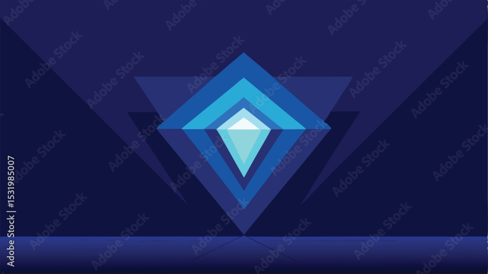 Aufkleber abstract geometric design featuring dark blue illuminated background and transparent vector shapes