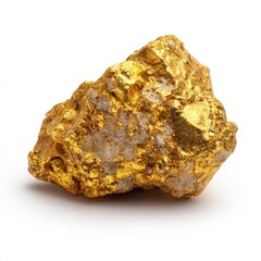 a pure gold nugget on white background