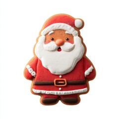 a red santa gingerbread cookie with icing for christmas