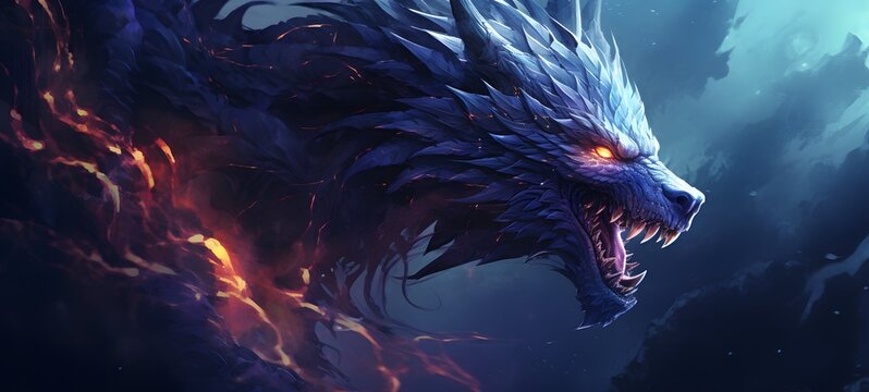 Galaxy Version of dragon wolf world, ai generative